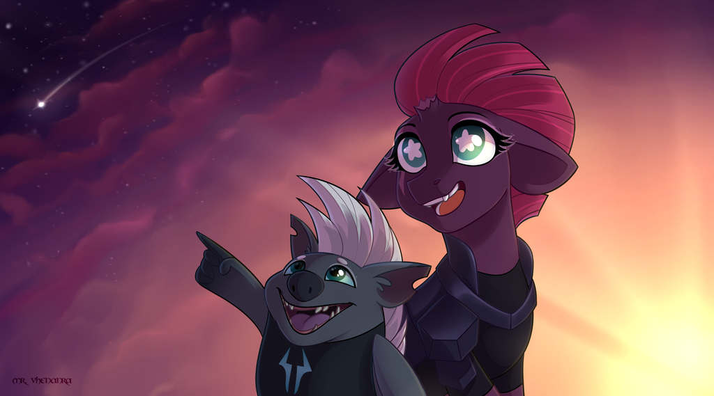 Falling star -  Tempest Shadow and Grubber by MrVhenanra