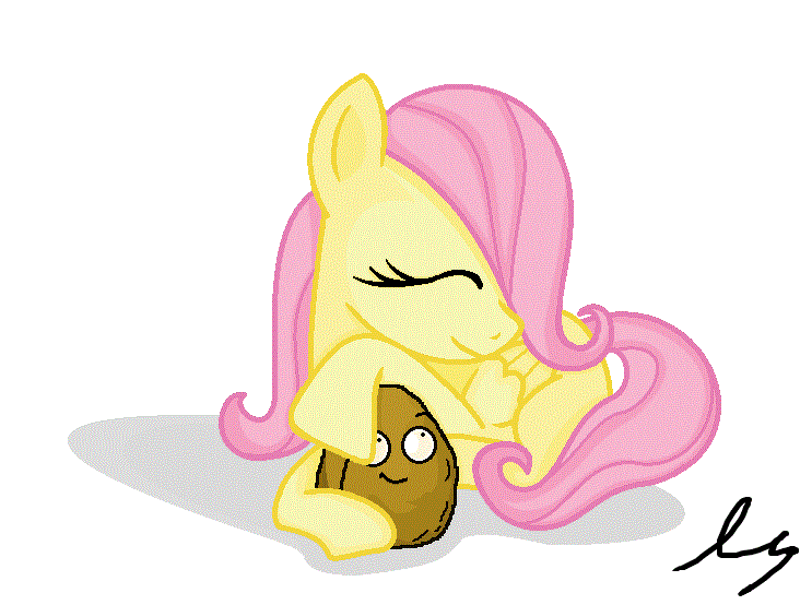 filly_fluttershy_and_wall_nut_by_flutter