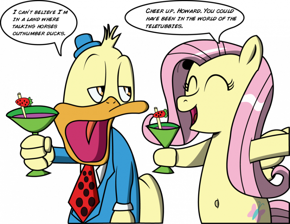 fluttershy_meets_howard_the_duck_by_daim