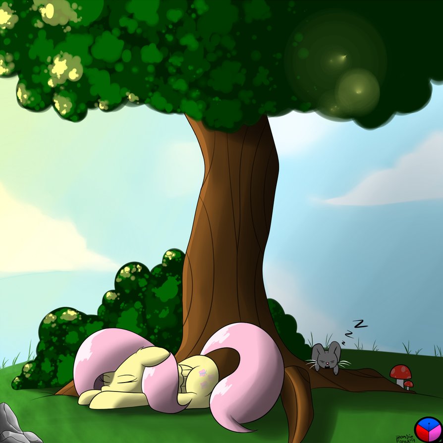 fluttershy_s_nap_by_zombiefreak719-dbgd2