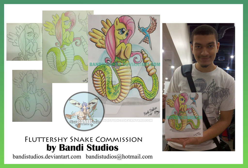 Fluttershy Snake Commission by Bandi Studios ( by bandistudios