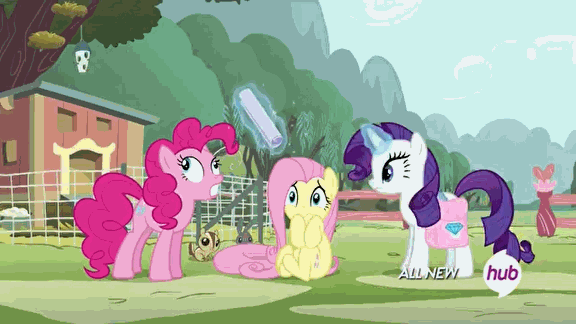 Image result for rarity hitting pinkie gif