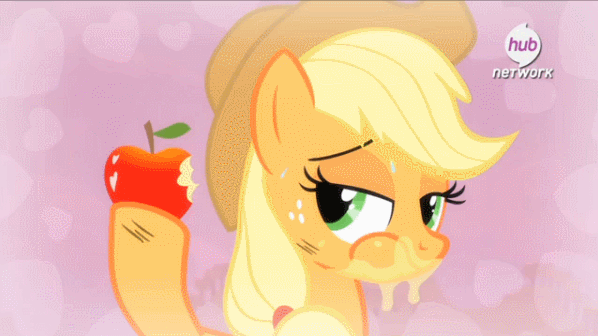 Image result for Applejack eats apple gif
