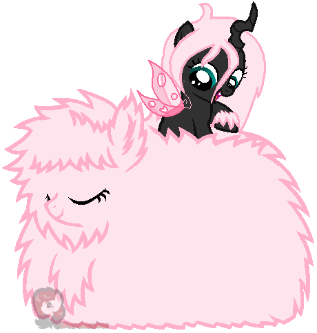 502220 - artist:ipandacakes, changeling, changeling oc, eyes closed, heart,  hybrid, interspecies offspring, magical lesbian spawn, oc, oc:fluffle puff,  oc only, oc:pomf puff, offspring, parent:oc:fluffle puff, parent:queen  chrysalis, parents:canon x oc ...