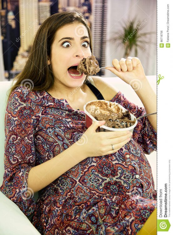 funny-beautiful-pregnant-woman-eating-bi