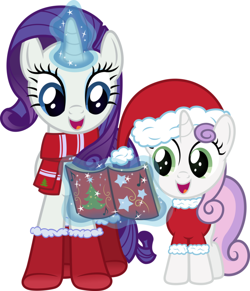 Hearth's Warming Rarity and Sweetie Belle by Stabzor