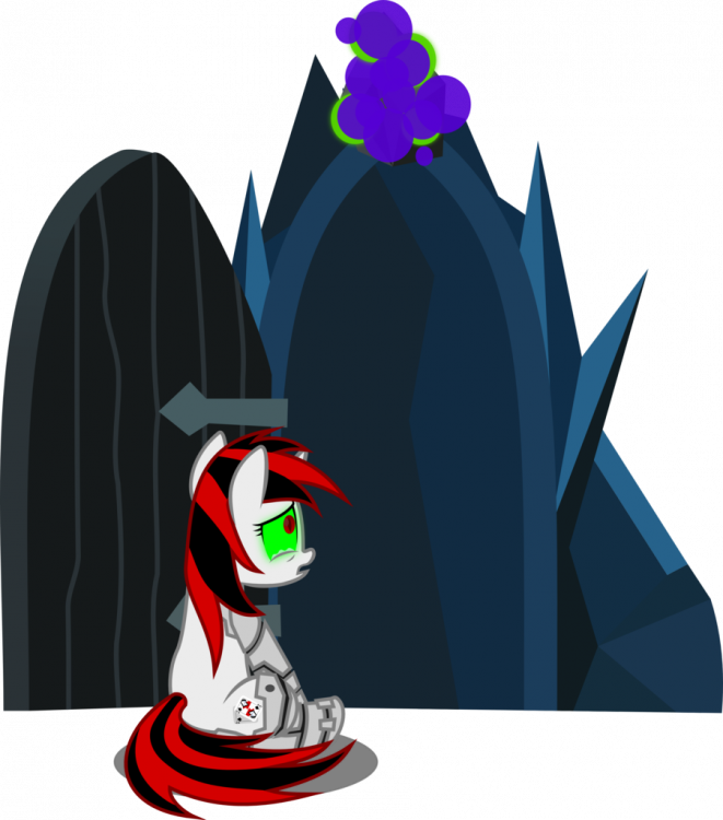 500673 - safe, artist:brisineo, oc, oc only, oc:blackjack, cyborg, pony,  unicorn, back, cutie mark, door, fanfic, fanfic art, female, hooves, horn,  level 1 (project horizons), mare, meme, open mouth, sitting, solo, the