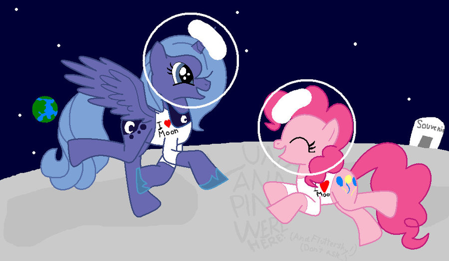 luna_and_pinkie_pie_visit_thy_moon__by_o