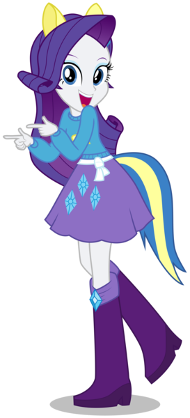 968422 - absurd res, artist:caliazian, boots, canterlot high, clothes,  equestria girls, equestria girls (movie), helping twilight win the crown,  looking at you, open mouth, pointing, raised leg, rarity, safe, school  spirit, simple