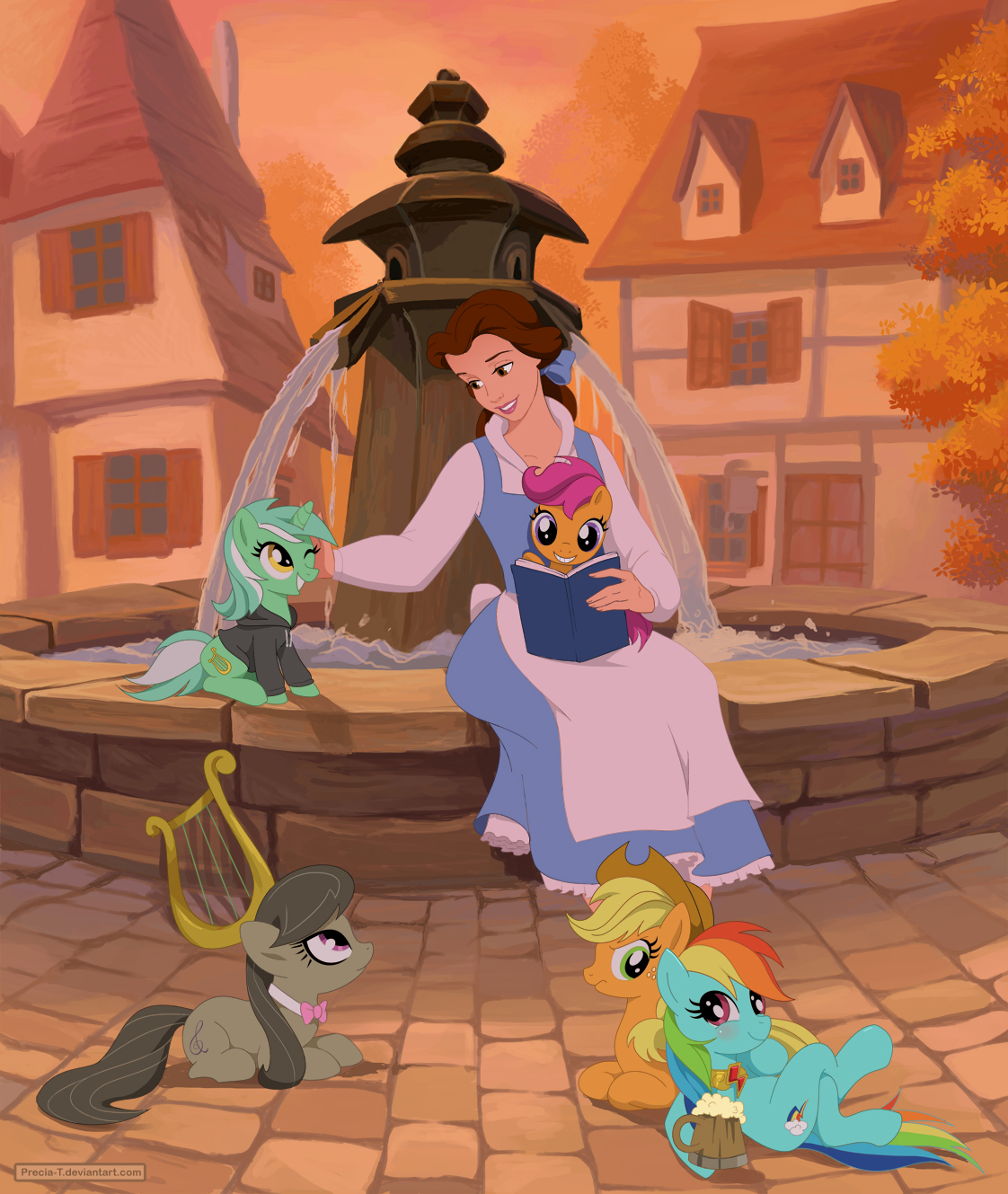 MLP and Disney Belle (commision) by Precia-T