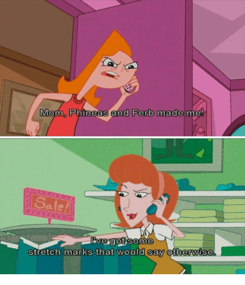 Mom Phineas and Ferb Made Me Sale! Pldale Stretch Marks That Would Say  Otherwise Marks That Would Say | Dank Meme on ME.ME