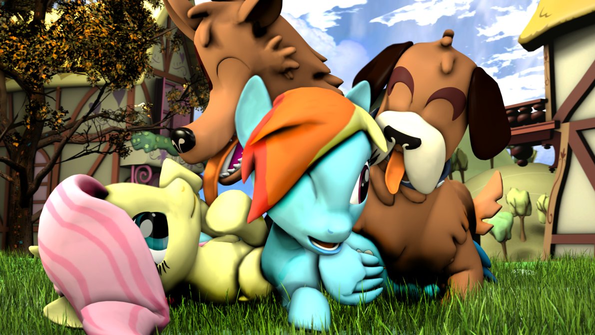 Orthsos walking with RD and Fluttershy. [SFM]