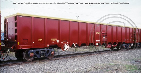 Paul Bartlett's Photographs | MBA - Bogie mineral wagons | 500223 MBA @  York Thrall 99-10-10 � Paul Bartlett w