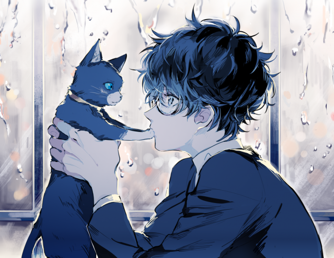 persona-5-kurusu-akira-anime-boy-cat-gla