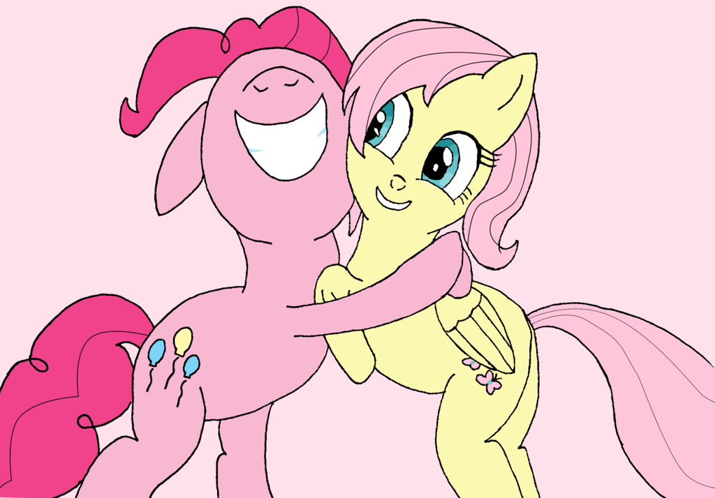 pinkie_hug__short_mane_fluttershy__by_fl