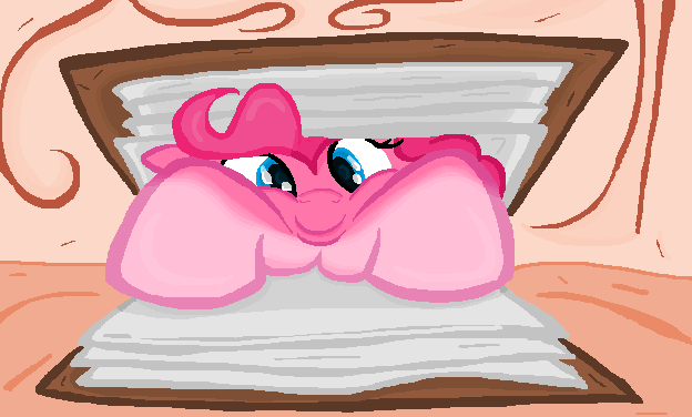 Pinkie Pie hidden in a book in ms-paint