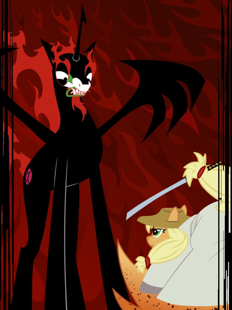pony_aku_vs_samurai_applejack_by_lordboj