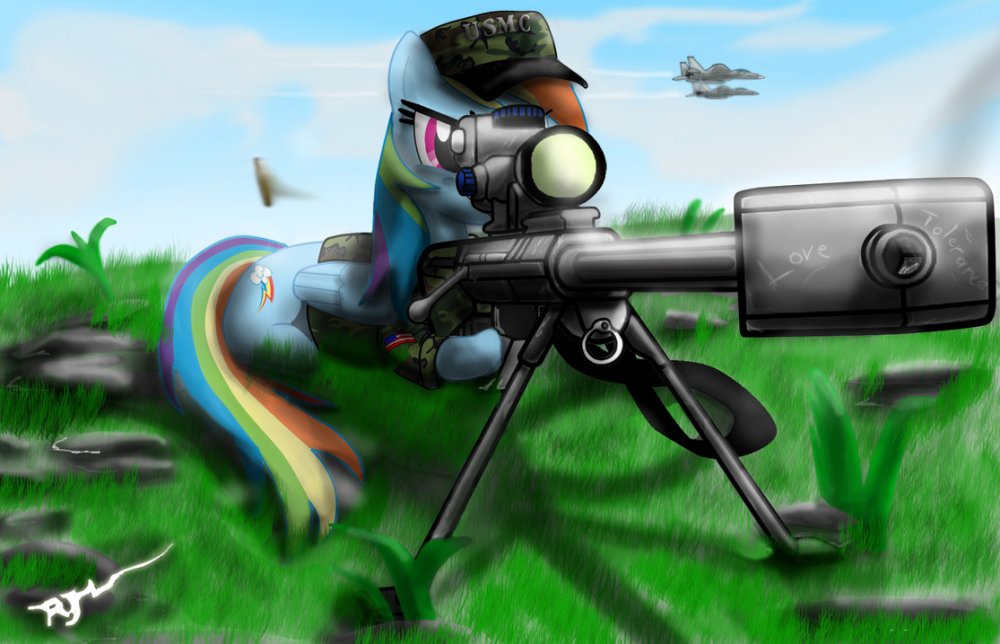 Image result for rainbow dash holding a gun