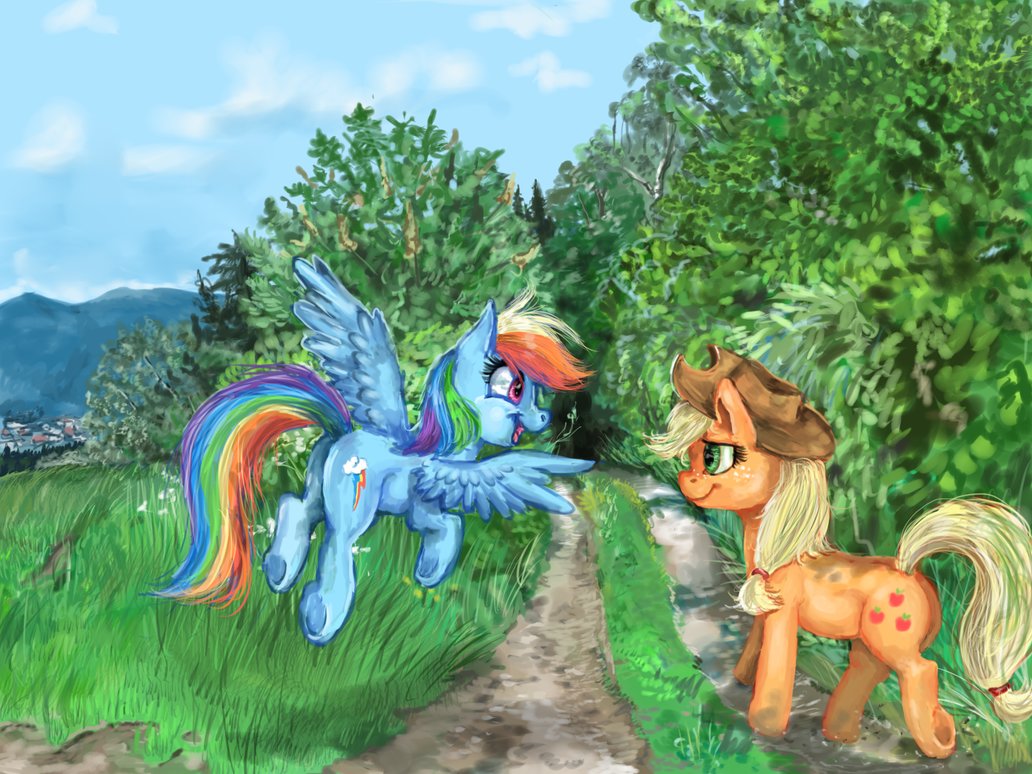 rainbow_dash_and_apple_jack_by_gingerady