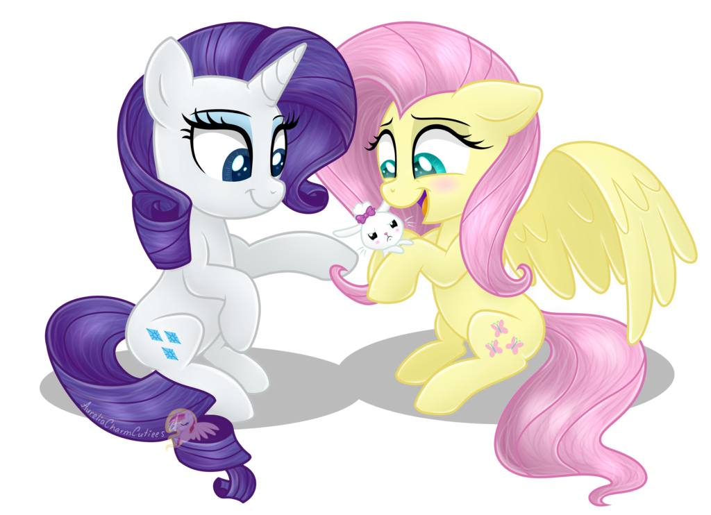 Rarity and Fluttershy - Bunny Decorating by AureliaCharmCutiees