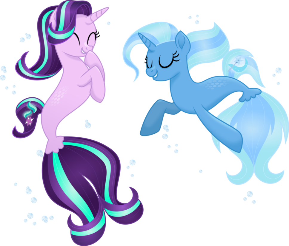 Seaponies - Starlight and Trixie by LimeDazzle