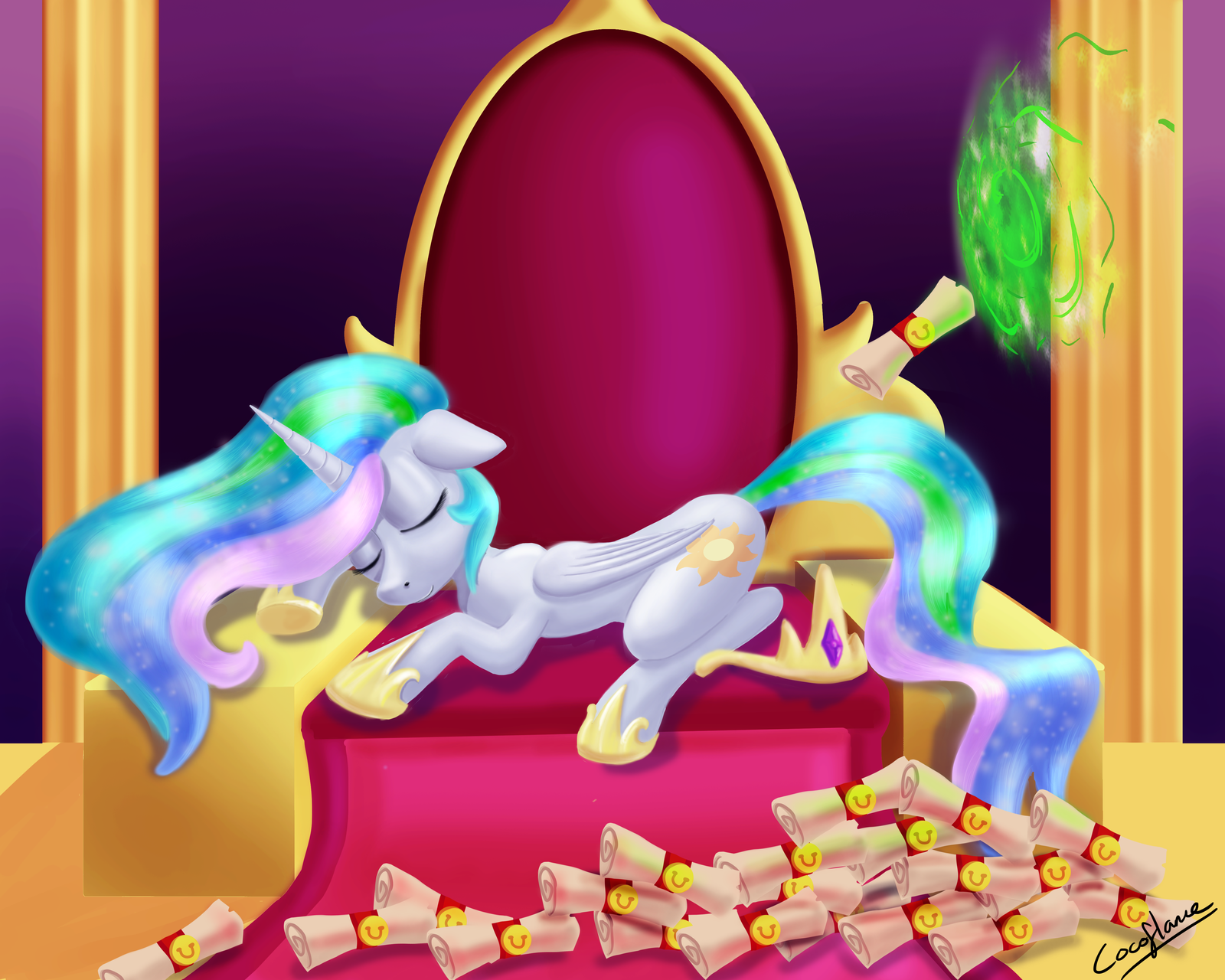 sleeping_princess_celestia_by_coco_flame