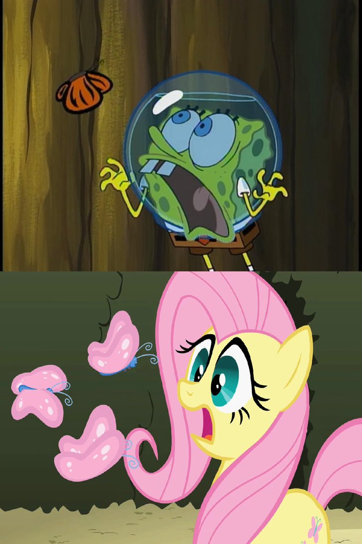 Spongebob and My Little Pony Butterfly Comparison. by brandonale