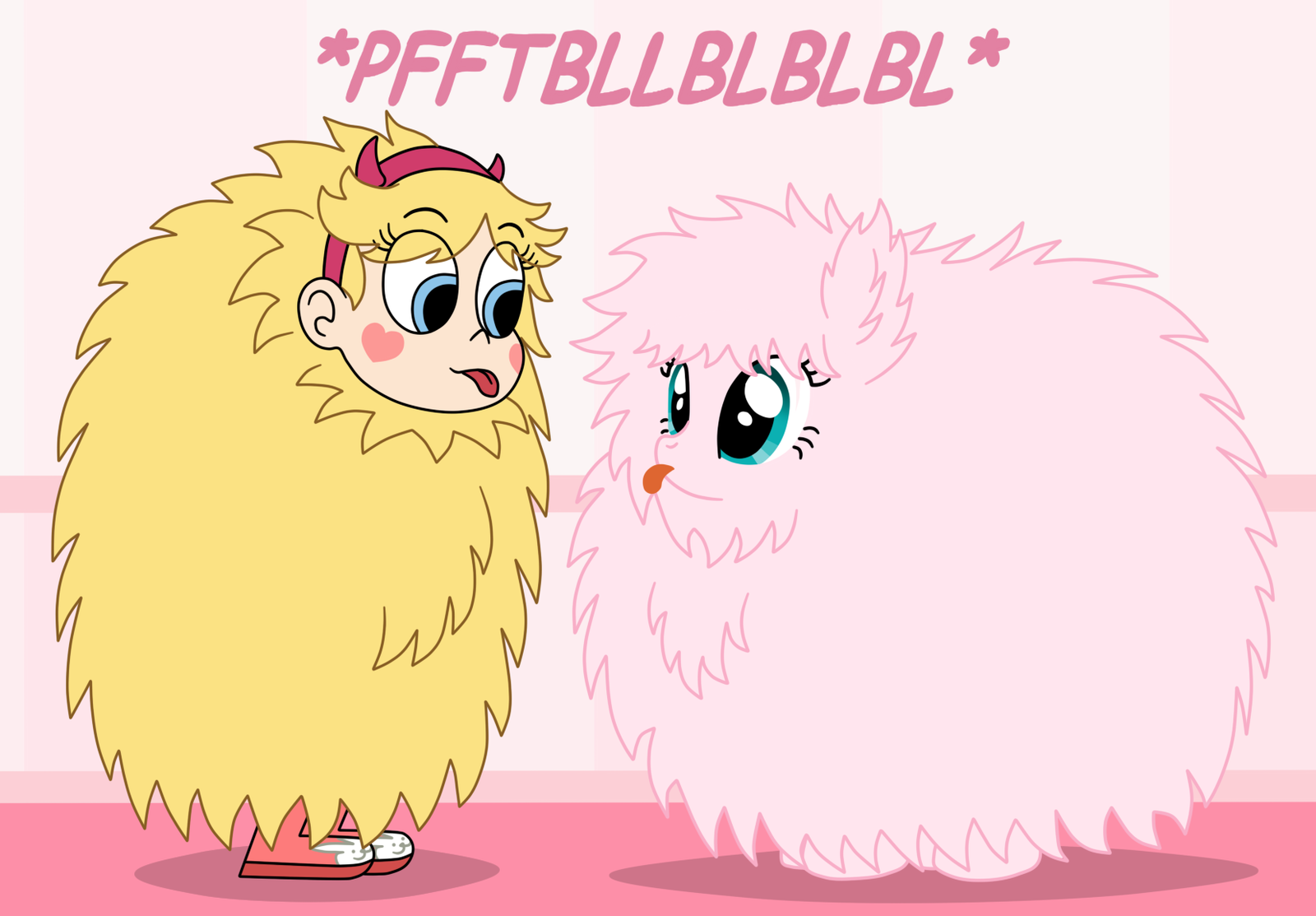 star_and_fluffle_puff_in_giant_fuzzy_bal