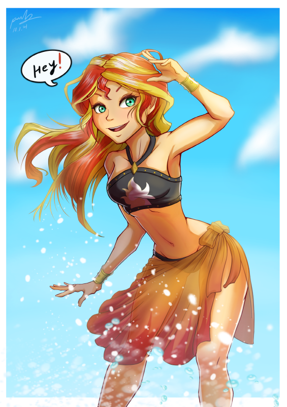 sunset_shimmer_in_swimsuit_by_the_park-d