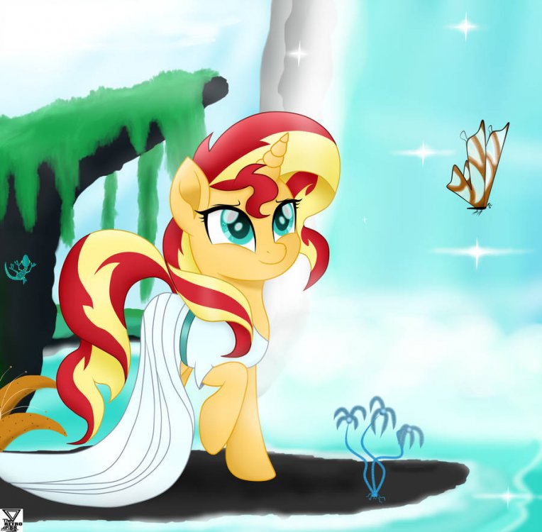 sunset shimmer walking at Paradise by TheRETROart88