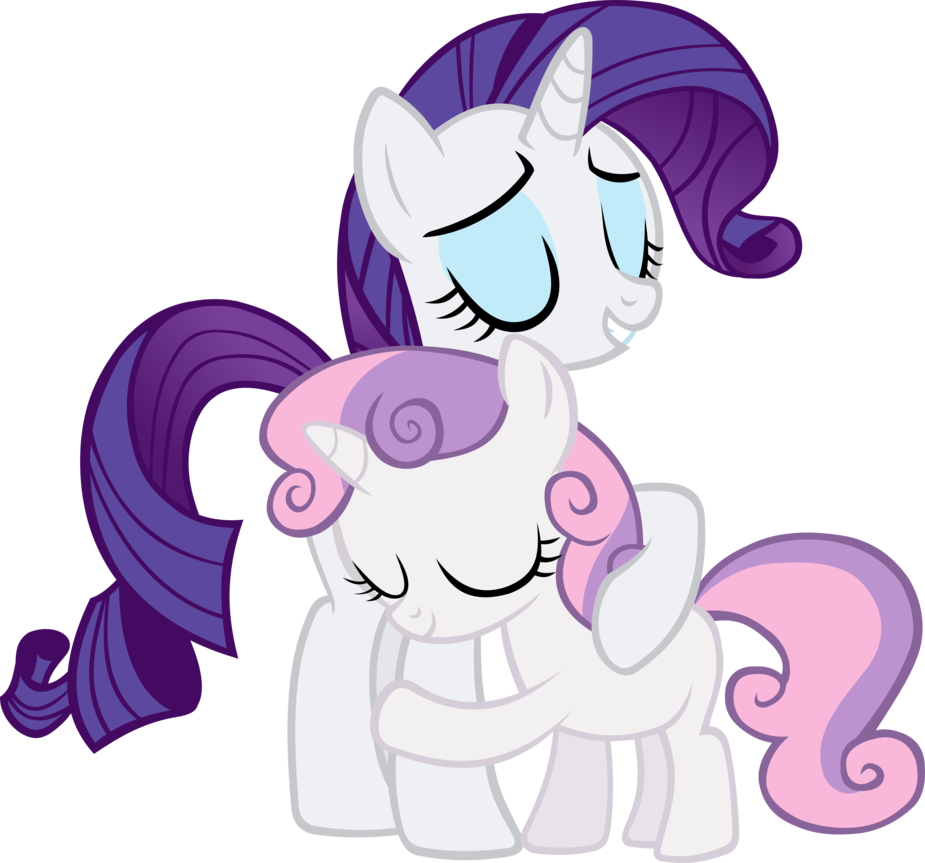 Sweetie Belle Hugs Rarity by IronM17