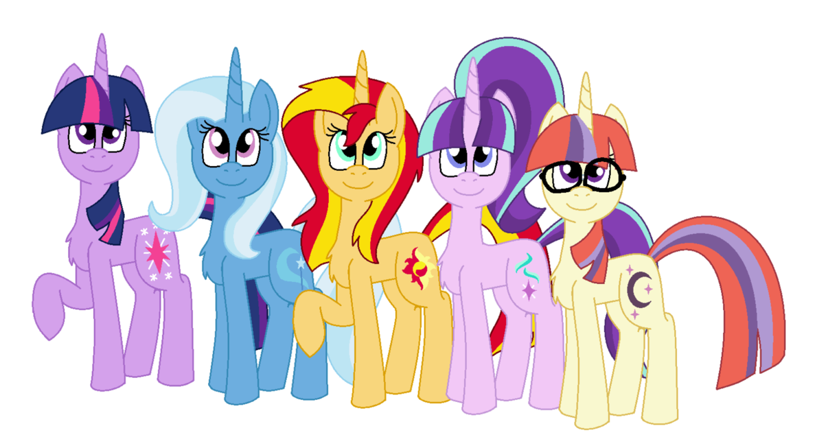 Twilight, Trixie, Sunset, Starlight and Moondancer by alexeigribanov