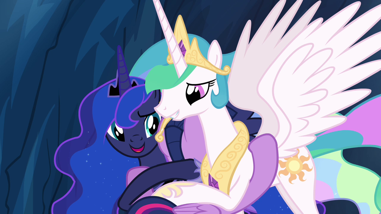 my little pony princess celestia and princess luna kiss