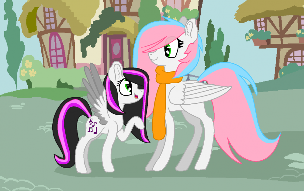 Kalani and Violet tune in Ponyville.png