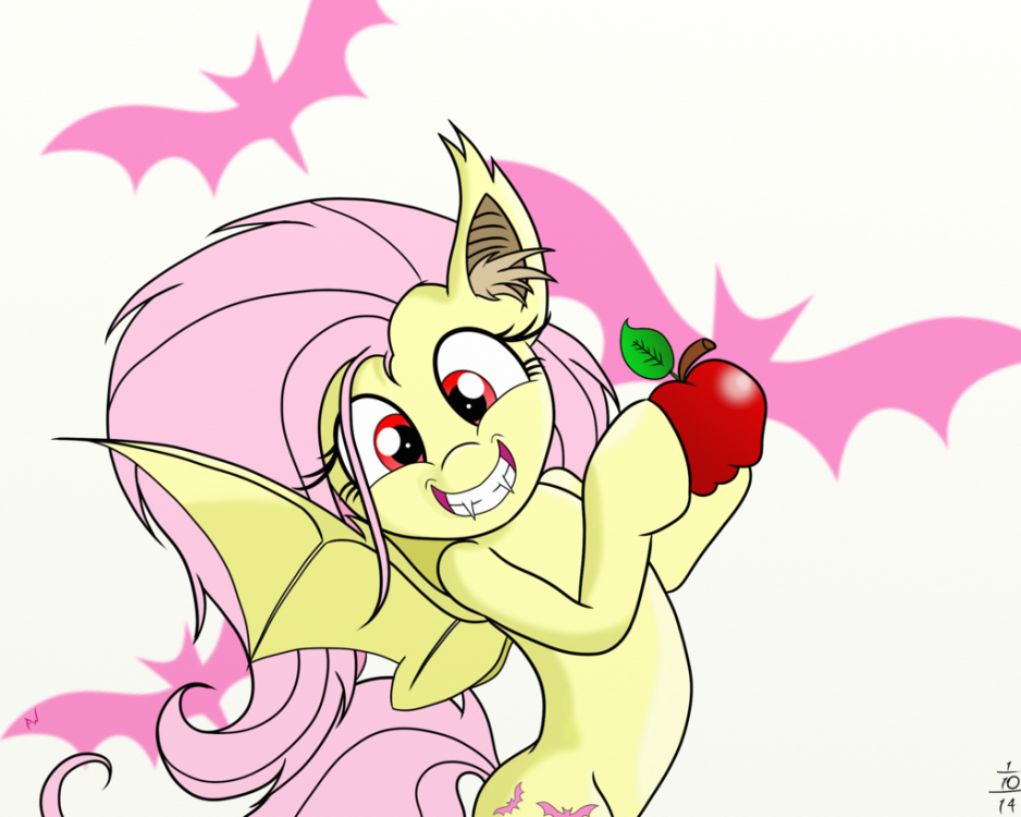 735692__safe_solo_fluttershy_smile_cute_grin_apple_adorable_flutterbat_fangs.png