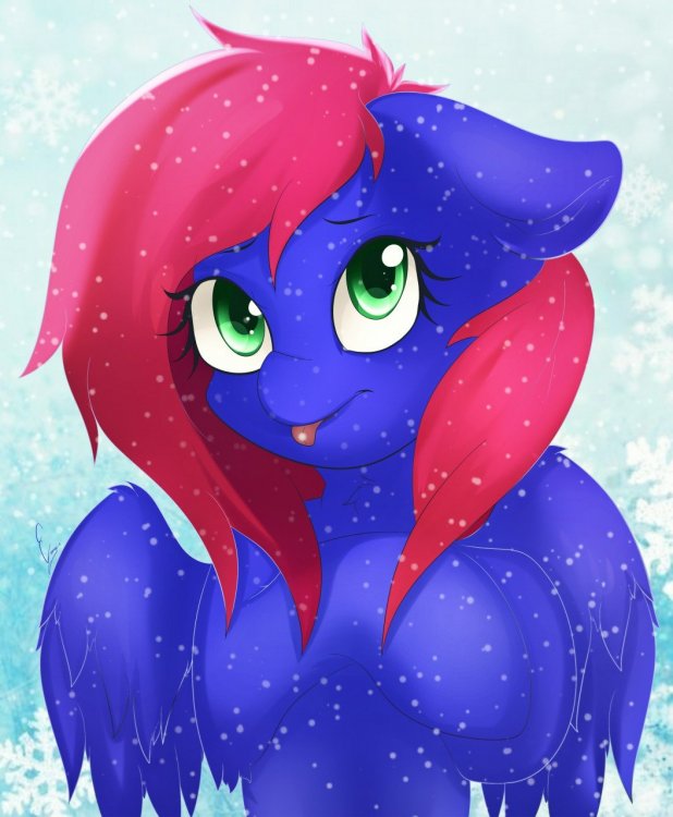 1324111__safe_artist-colon-evange_oc_oc-colon-night+coder_oc+only_bust_female_looking+at+you_mare_pegasus_pony_portrait_snow_snowfall_solo_tongue+out_w.jpeg