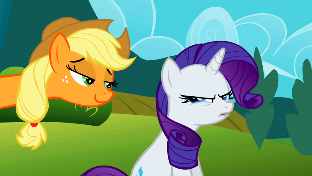 Rarity_mad_Applejack_smirking_S2E2.png