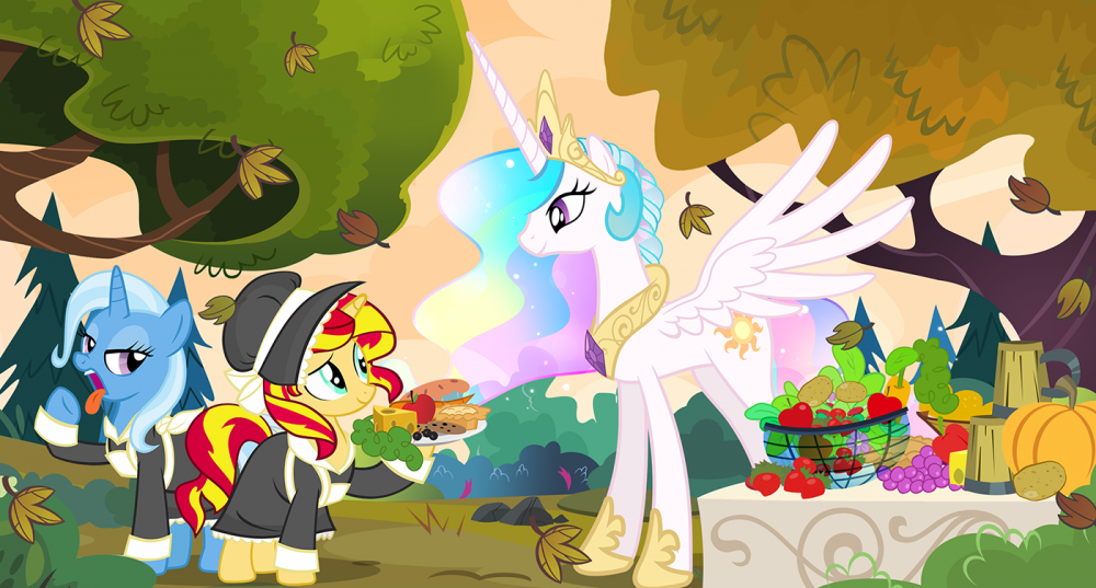 2144486909_772371__safe_artist-colon-pixelkitties_princesscelestia_sunsetshimmer_trixie_alicorn_alte-airstyle_apple_carrot_cheese_clothes_food_grapes_open.thumb.png.536e7d657a9884252c949bc700c08059.png