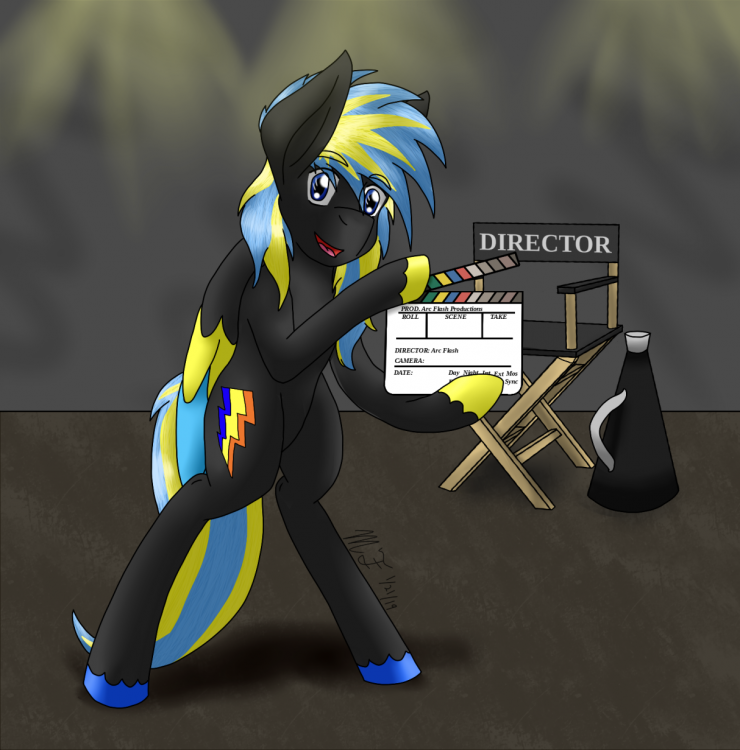 C34_Arc_Flash_OC_as_director_with_movie_slate.png