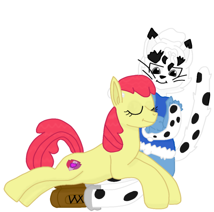 Applebloom resting on Snep.png