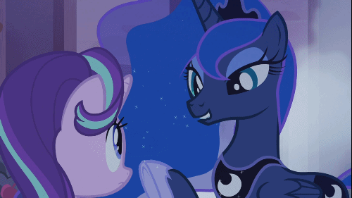 1293080__safe_edit_edited+screencap_screencap_princess+luna_starlight+glimmer_to+where+and+back+again_alicorn_animated_boop_eye+contact_female_frown_gi.gif