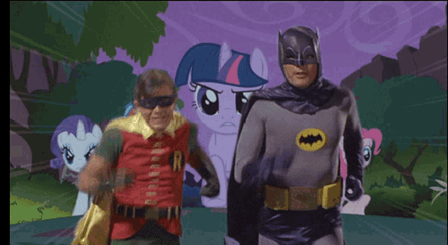 MLPPoniesChasingBatmanRobin.gif