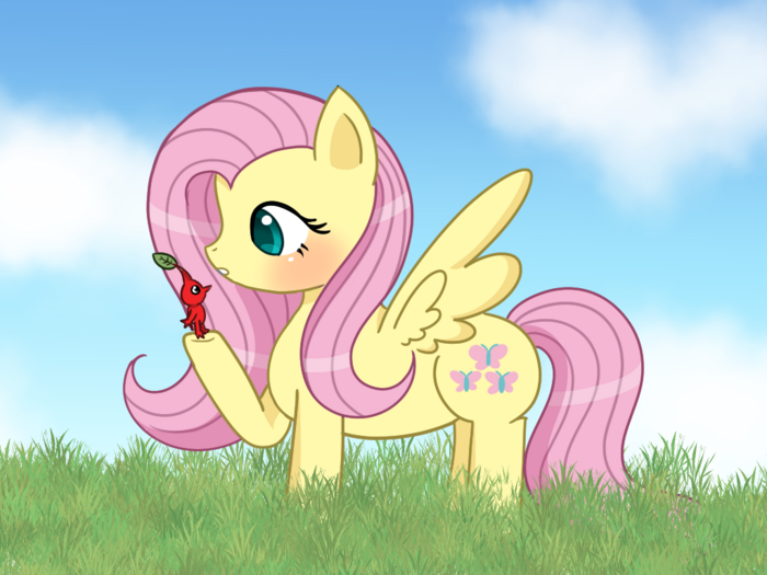 Fluttershy and a pikmin.png